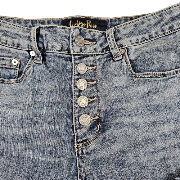 Indigo Rein Cutoff Distressed Jean Shorts, 7/27 - Picture 2 of 12